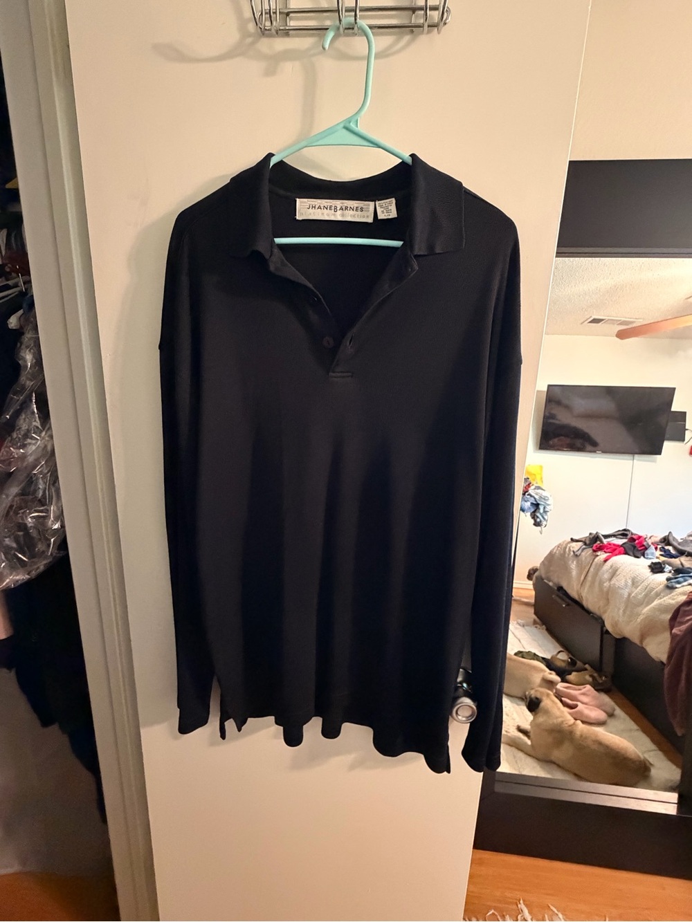 Jhane Barnes Men's Black Long-Sleeve Polo